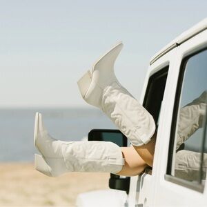 Steve Madden Cream Heeled Boots